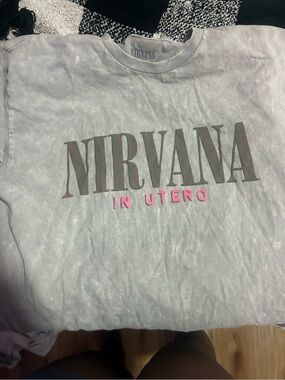 NIRVANA Light Gray Tee with Pink "In Utero" Text